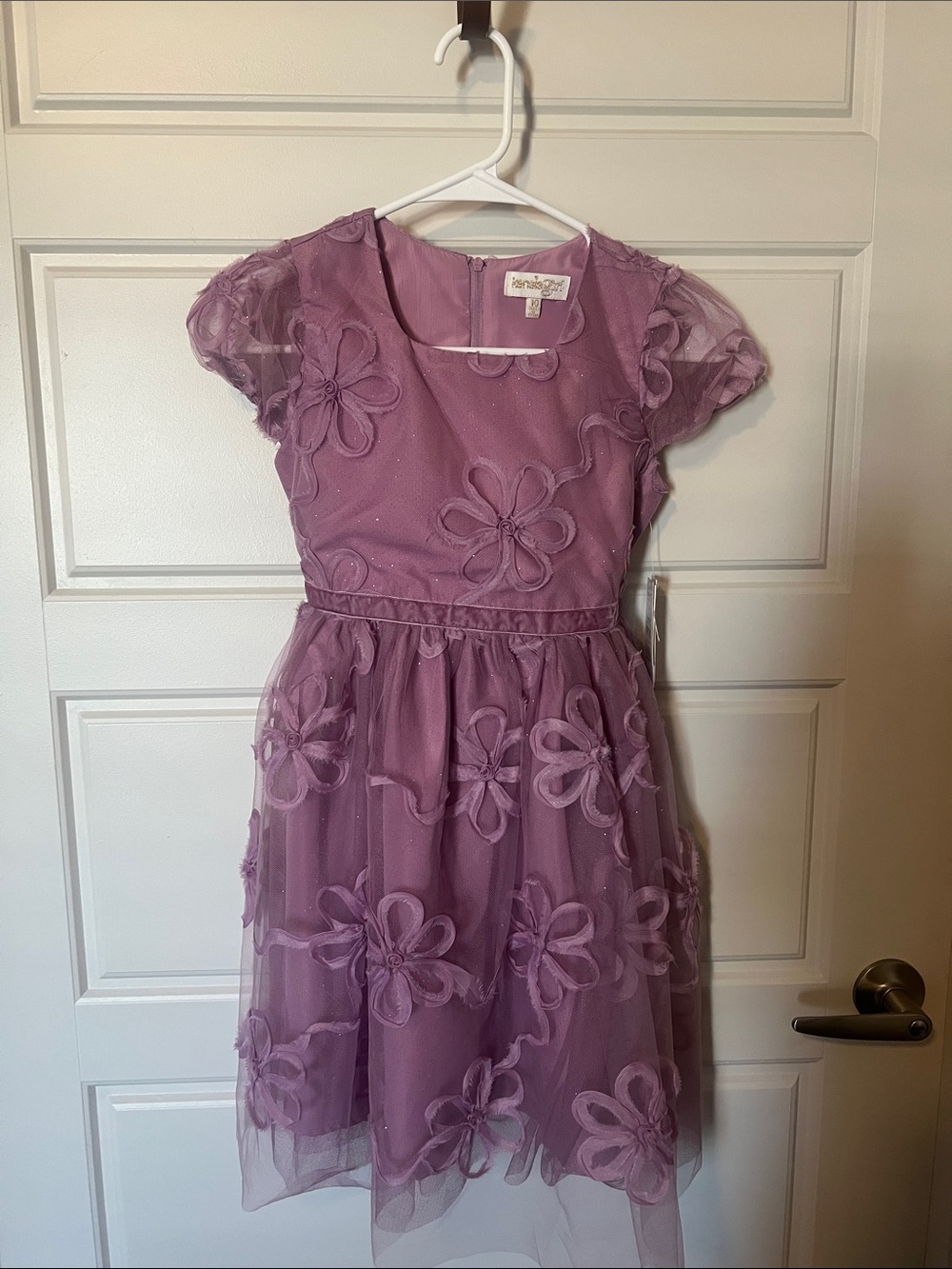 Kensie Girl Lavender Floral Appliqué Tulle Dress